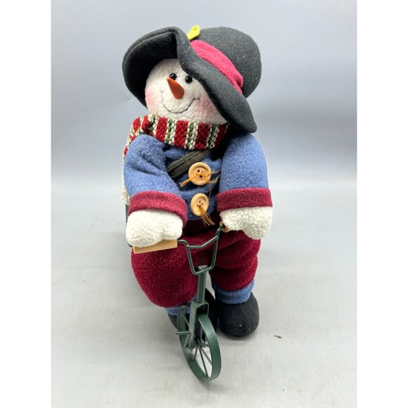 Christmas snowmen plush figurines bike wood wagon snowball fight shovel 13" READ - Picture 3 of 8